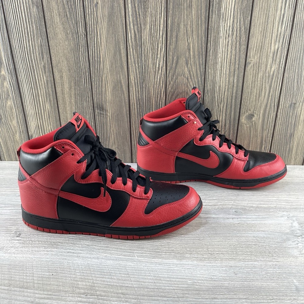 2011 Nike Dunk High Action Red Black Men's Size 13 Athletic Basketball Sneakers